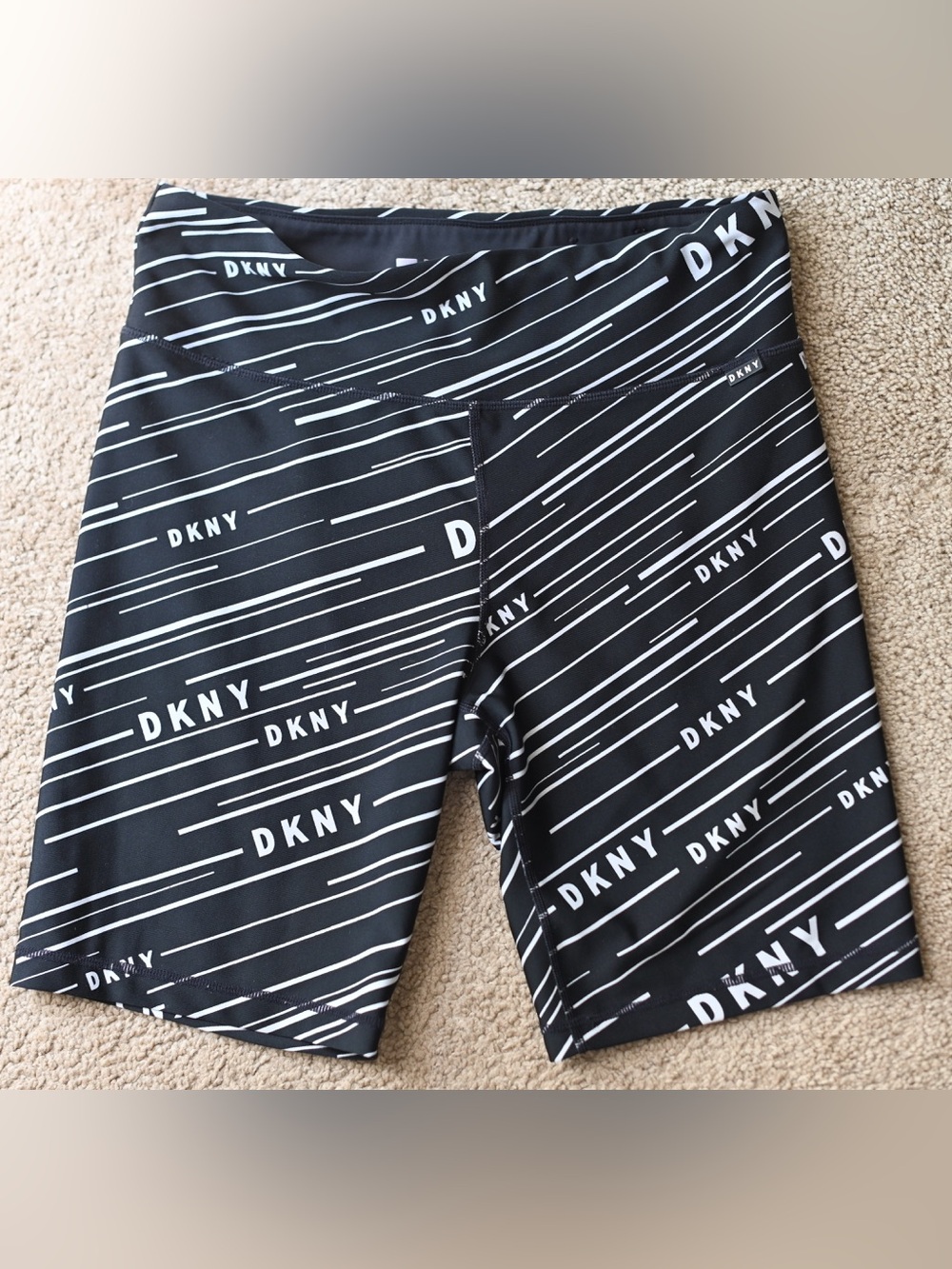 DKNY Black & White Logo Stripe Active Shorts